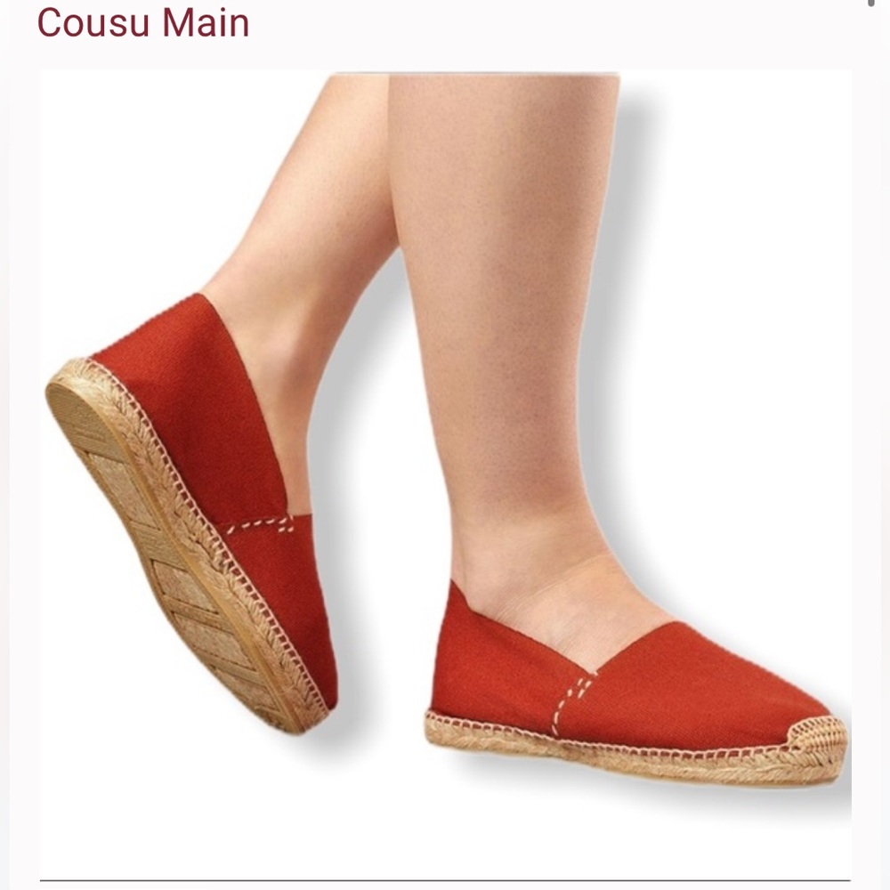 Cousu Main Classic Flat Terraccota Orange Espadrilles Sz 5.5 /EU 36